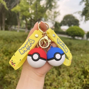 Pokemon Ball Red Blue Purple Peach Keychain Keyring Pendant Poké Ball new - Picture 1 of 16