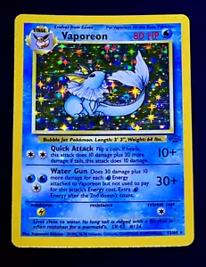 1999 Pokemon VAPOREON Jungle Set HOLO BLEED Misprint ERROR Foil Rare Card 12/64 - Picture 1 of 4