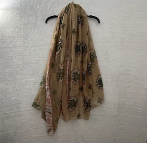 G Brand Scarf Shawl Womans One Size Geometric Brown Polyester - Picture 1 of 10