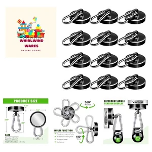 Karabiner Magnethaken, 110 Pfund starke schwarze Magnethaken Schwerlast mit... - Bild 1 von 7