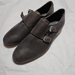 NUEVO CALVIN KLEIN ZAPATOS DE VESTIR MONKSTRAP DE CUERO GRIS 9,5M - Imagen 1 de 3