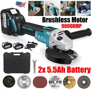 Angle Grinder Brushless Cordless Cut‑Off with 2 5.5Ah Battery Set for Makita 18V - Bild 1 von 11