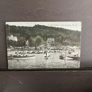 Festa della nautica "Carnival Day" Lake Sunapee NH Newport cartolina antica x - Foto 1 di 2