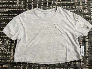 Old Navy Girls Active Breathe On Short Sleeve Crop Shirt Heather Gray L 10-12 - Picture 1 of 4