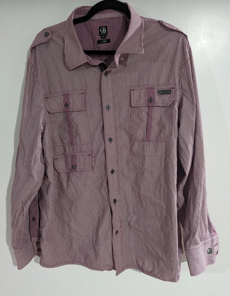 Cavi Men's 3XL Light Purple And White Stripe Dress Shirt Button Down 100% Cotton - Image 1 of 4