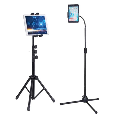 10" 12.9" Tablet Floor Tripod Stand Phones Holder Height Adjustable 360° Rotate  - image 1 of 4