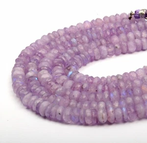 7 MM 8 Inch Strand Purple Moonstone Faceted Rondell Shape Gemstone Beads Gifted - Picture 1 of 5