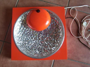 Wandlampe orange 70er Jahre Original mit  Spiegeleffekt  31,5 cm x 31,5  cm - Bild 1 von 4