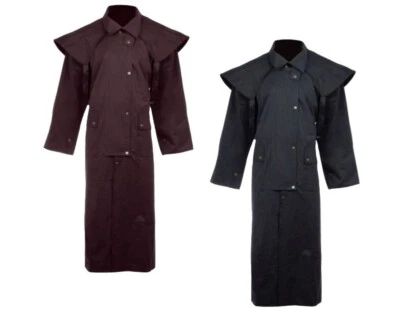 DUSTER 100% Cotton Waterproof Oil Skin Full Length Lined Western Cowboy Coat - Image 1 of 2