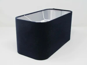 Pantalla de lámpara azul marino terciopelo cepillado plata rectangular redondeada tono claro - Imagen 1 de 11