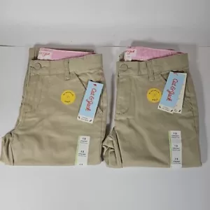 Lot of 2 Cat & Jack Adjustable Tan Cargo Uniform Pants Girls Size 12 NWT - Picture 1 of 2