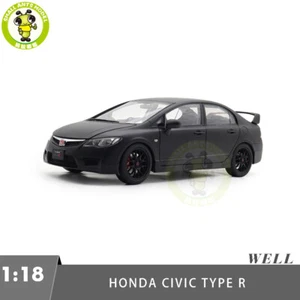 1/18 WELL Honda CIVIC Type R FD2 Matte Black Diecast Model Toy Car Gifts - Picture 1 of 17