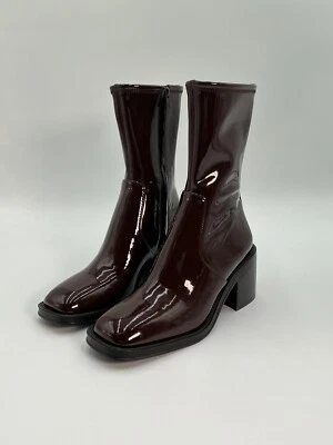 Botín Loeffler Randall Nolan elástico al tobillo marrón tacón ancho mujer talla 6B Foto 1 de 4