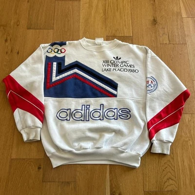 Vintage Adidas 1980 XIII Olympic Winter Games Lake Placid Crewneck Sweatshirt L - Image 1 of 4