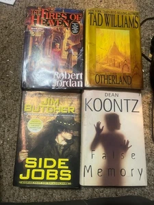 LOT OF 4 HARDCOVER STORY BOKS,OTHERLAND,FALSO MEMORY,SIDE JOBS,FIRES HEAVEN - Picture 1 of 1