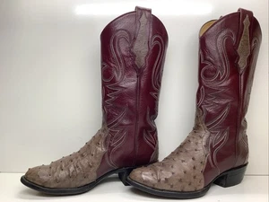 BOTAS VAQUERAS PARA HOMBRE LARRY MAHAN PIEL DE AVESTRUZ MARRÓN TALLA 8.5 EE - Imagen 1 de 12