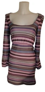 Y2k Judith March Sz L Multicolor Stripe Retro Whimsigoth 90s Style Grunge Dress  - Picture 1 of 4