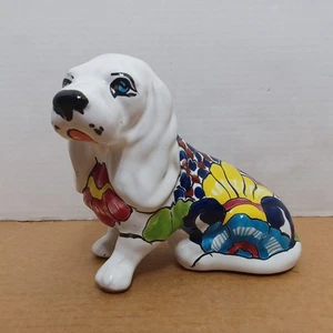 Figura mexicana cerámica colorida cachorro perro talavera 8" - Imagen 1 de 13