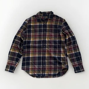 Camisa clásica de franela a cuadros J Crew para hombre M algodón borgoña rojo azul marino tostado - Imagen 1 de 12