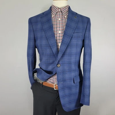 Ted Baker Men's Sport Coat Blazer Two Button Jake X SPJ Blue Plaid Wool 42R - Image 1 of 4