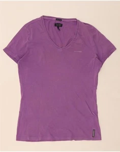 ARMANI Womens T-Shirt Top UK 14 Medium Purple Cotton DI21 - Picture 1 of 4