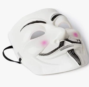 Fawkes Anonymous V for Vendetta White Mask Halloween Costume - Picture 1 of 2
