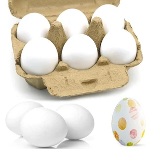 6pcs Wooden Fake Eggs, White Wooden Easter Eggs, DIY Kitchen Pretend Play Foo... - Picture 1 of 7
