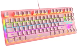 Tastiera da gioco FREEWOLF K2 cablata arcobaleno retroilluminata per PC PS4 XBOX ONE TKL 87 tasti - Foto 1 di 8