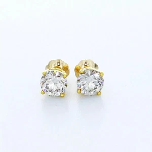Solid 14K White Gold Stud Earrings Classic 1.11 CT Round Natural Diamond G SI1 - Picture 1 of 10