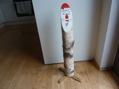 Weihnachtsdeko Weihnachtsmann aus Baumstamm Holz selbst gebaut - Bild 1 von 4