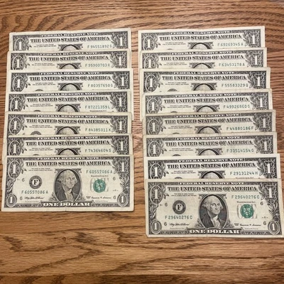 1999 Series F $1 One Dollar Bills Circulated. Lot 15.  F29640276C - Image 1 of 4