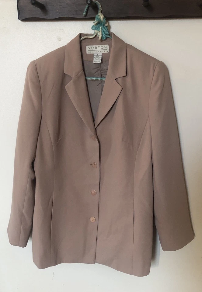 Chaqueta Blazer De Colección Norton McNaughton Para Mujer 6 Forrados Beige 4 Botones Bolsillos Carrera Foto 1 de 4