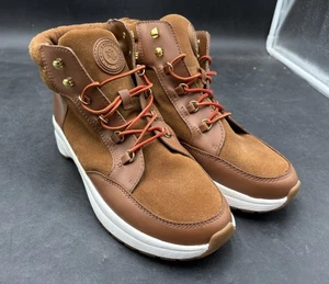 LAUREN Ralph Lauren Rylee Lace-Up High-Top Whiskey Saddle Tan Women's Size 8.5 - Picture 1 of 13