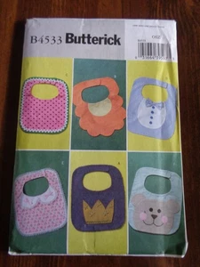 BUTTERICK 4533 SEW PATTERN BABY BIBS 6 DESIGNS UNCUT - Picture 1 of 2