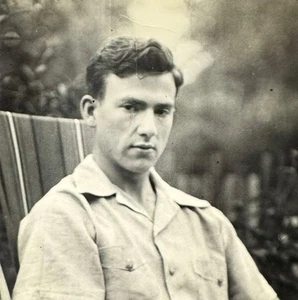 Vintage Handsome Young Man Relaxing Black & White Photograph Portrait OOAK - Picture 1 of 3
