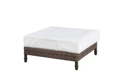 Hampton Bay Windsor Brown Wicker Patio Outdoor Large Square Ottoman - Image 1 of 4