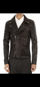 NWT Authentic Neil Barrett Leather Biker Jacket Black Medium M Mens RRP £2499 DS - Picture 1 of 19
