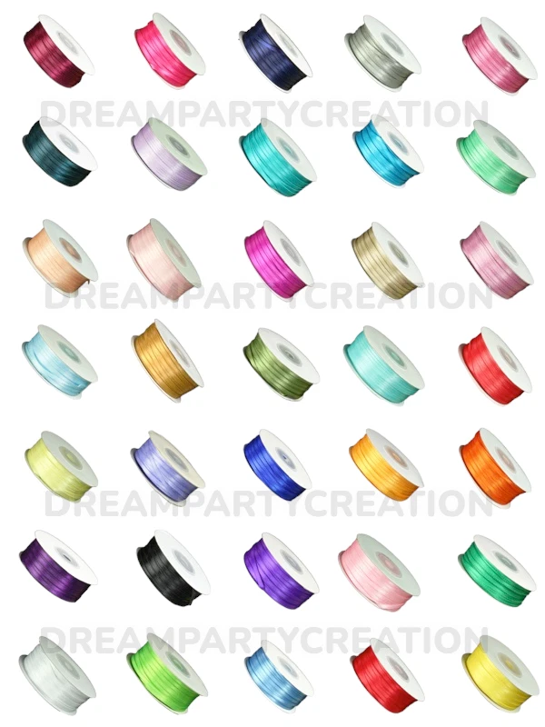 Pack of 35 Assorted Colors 1/8" DOUBLE FACE SATIN Ribbon Choose Yards Per Color - Image 1 of 1