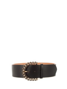 Twinset cintuta con fibbia gioiello in pelle nero da donna,211TO5061