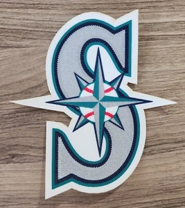 Vintage Seattle Mariners Logo Fabric Sticker 5" Tall NEW - Picture 1 of 2