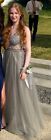 Elegant Metallic Grey Prom Dress Size 10