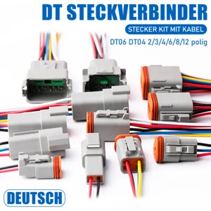 Deutsch Stecker 2,3,4,6,8,12 Polig Wasserdicht KFZ Steckverbinder Kit mit Kabel - Picture 1 of 26