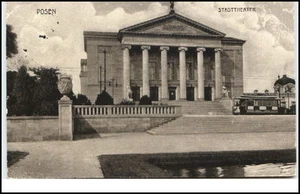 Poznań 1913 Stempel POSEN auf AK Strassen Partie am Stadttheater Therater - Bild 1 von 1