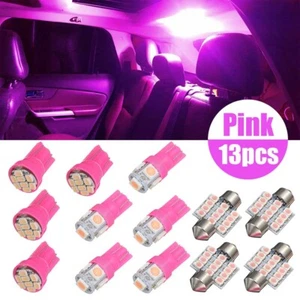 Pink LED Lights Interior Package Kit For Car Dome License Plate Lamp Bulb Lights - Picture 1 of 12