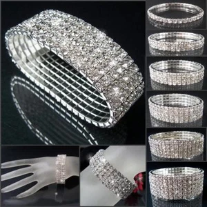 Armband Silber stretch 16-22cm Strass Braut Schmuck Damen Mädchen Kommunion VA34 - Bild 1 von 26