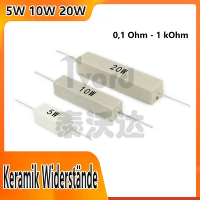 Keramik Leistungs Widerstände 5W 10W 20W 0,1 Ohm 0,15 Ohm - 1 kOhm Zement ±5% - Bild 1 von 4