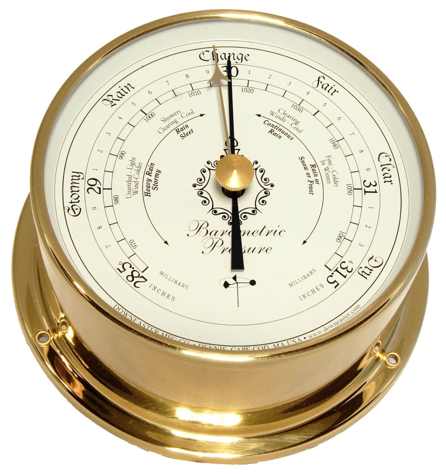 Downeaster BarometerBrass White Dial Solid Brass and Glass Case - Image 1 of 1
