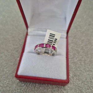 Ruby & Zircon ring in platinum over Sterling silver - Picture 1 of 4