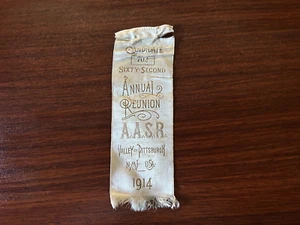 1914 Pittsburgh Scottish Rite Ribbon AASR Candidate Rough As Is Vintage Antique - Bild 1 von 17