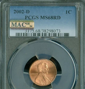 2002 D LINCOLN MEMORIAL CENT PCGS MS68 RD PQ 2ND FINEST GRADE MAC SPOTLESS * - Picture 1 of 2